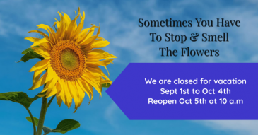 closed for vacation closed Sept 1 to Oct 4 in Key West, FL | Petals & Vines