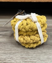 Coasters (set of Four) Yellow, Olive Green, Black, and Off-White