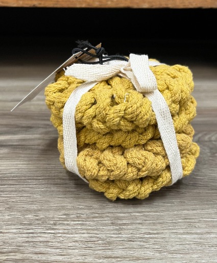 Coasters (set of Four) Yellow, Olive Green, Black, and Off-White