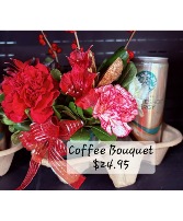 Coffee Bqt Fresh flowers and cold coffee variety