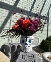 Coffee Mug with Fresh Flowers, Dia de Los Muertos Dia de Los Muertos, Sugar Skull Mug