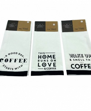 Coffee themed tea towels each sold separately  Giftware