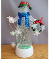 Color Changing Light-Up Snowman with Santa Hat