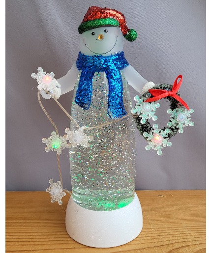 Color Changing Light-Up Snowman with Santa Hat