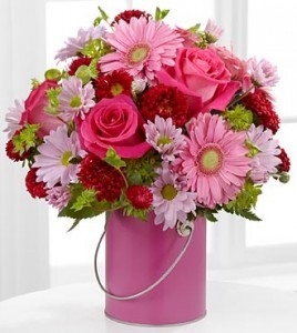 Color Her Day With Happiness Pink Keepsake Paint Can Arrangement