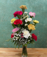 Color Me Happy Dozen Carnation Budvase