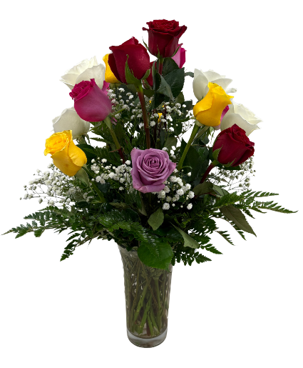 Colorful 18 Roses- SUMMER SPECIAL 18 Rose Arrangement