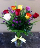 Mom's Colorful Blooms of Roses Dz Stem Multi Color Roses Exclusively at Mom & Pops