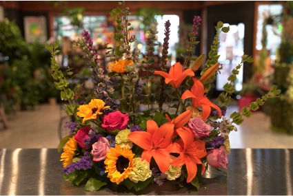 Colorful Blooms  Urn Setting 