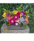 Colorful Burst Box  Fresh cut flowers in a lined wooden box