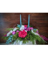 Colorful Christmas Evergreen Centerpiece