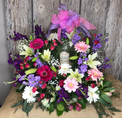 Colorful Comfort Sympathy Arrangement with Lantern