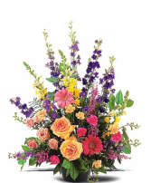 Colorful Condolences  Basket Arrangement  Substitutions Maybe Necessary