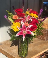 Colorful Congratulations Vased Arrangement
