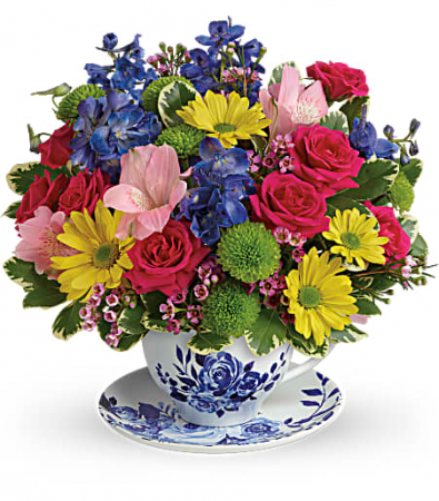 Colorful Dutch Garden Tea Cup PFD-E-190 (TEV57-8B)