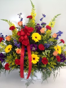 Colorful Elegance Basket Arrangement Funeral Flowers