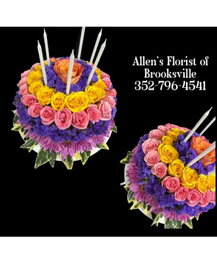 Colorful Explosion Fresh Flower Birthday Cake  Fresh cut flowers 