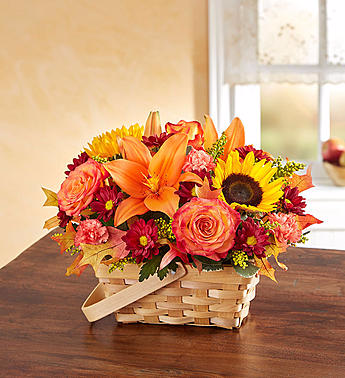 Colorful Fall Basket Arrangement