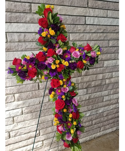 Colorful flower cross Funeral flowers