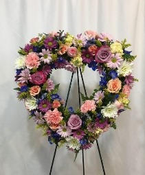 Colorful Loving Thoughts FHF-SH1992 Fresh Flower Open Heart Wreath