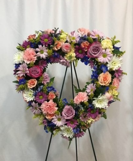 Colorful Loving Thoughts FHF-SH1992 Fresh Flower Open Heart Wreath