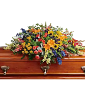 colorful reflections casket spray casket  flowers