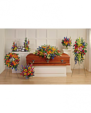 MAJESTIC RED CASKET SPRAY of Funeral Flowers in Miami, FL - FLOWERTOPIA