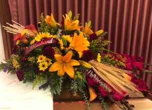 Colorful Reflections With Wheat  Casket Spray FD-90