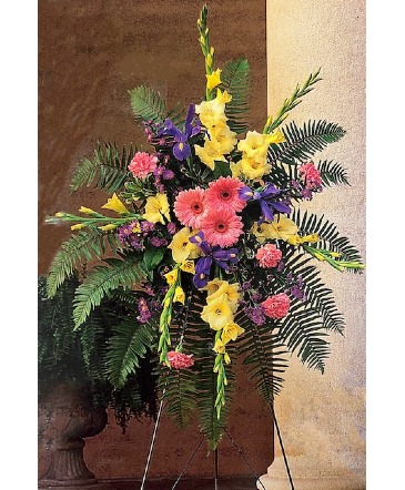 Colorful Remembrance Standing spray in Galveston, TX | MAINLAND FLORAL