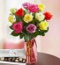 Colorful Roses in clear vase Large vase