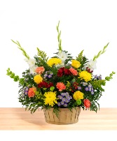 Radiant: Mixed Color with Glads Basket Arrangement