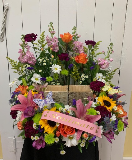 Colorful Tribute  Cremation Flowers (Urn not included)