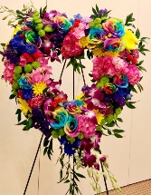 Colorful Tribute Heart Standing spray