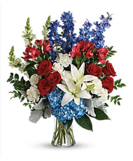 Colorful Tribute Vase Red, white and blue vase