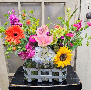 Colorful Vintage Crate  in Greensboro, NC | Sedgefield Florist & Gifts