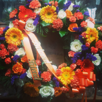 colorful wreath tribute  standing wreath 