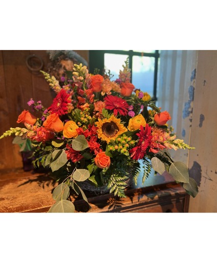 Colors Of Fall Basket Arrangement