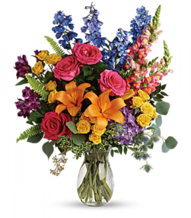 Colors of the Rainbow Bouquet Vase Arrangement