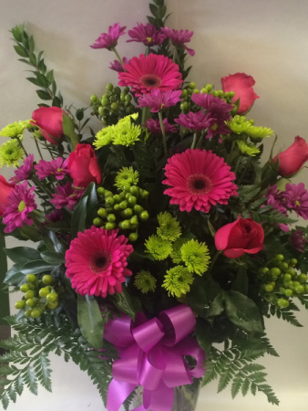 Colourful Sympathy Deluxe Vase Arrangement in Red Lake, ON | FOREVER GREEN GIFT BOUTIQUE