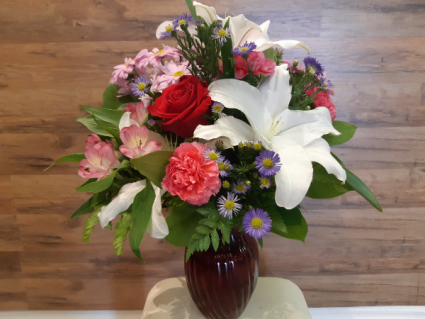 Colourful Valentine  Vased Fresh Flowers