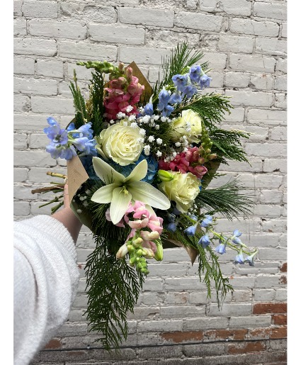 Colourful Winter Bouquet Cut & Wrapped Bouquet