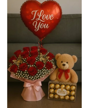 COMBO LOVE WRAPPING ROSES Shown at $89.99 in Edmonds, WA | Mer Flowers