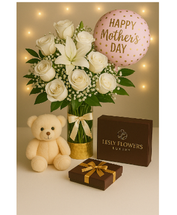 COMBO WHITE PREMIUM ROSES in Zion, IL | Lesly Flower Co. COMBO WHITE PREMIUM ROSES in Zion, IL | Lesly Flower Co.