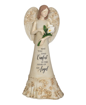 Comfort in the Arms of an Angel Angel Statue with Calla Lilles