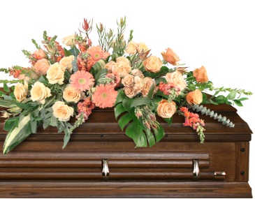 Compassionate Coral Casket Spray in Newark, OH | JOHN EDWARD PRICE FLOWERS & GIFTS