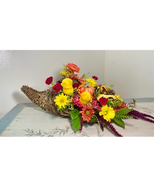 Complimentary Cornucopia Thanksgiving Arrangement