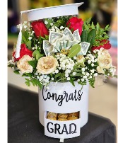 Congrats Grad Flowers Grad Hat & $$