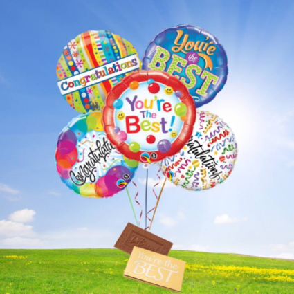 Congratulations Balloon Bouquet-DeBrand candy bar