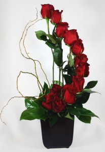 Contemporary Dozen Red Roses