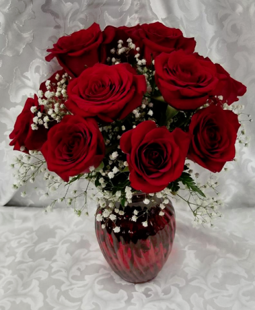 Contemporary Love Vase with Roses 15' High